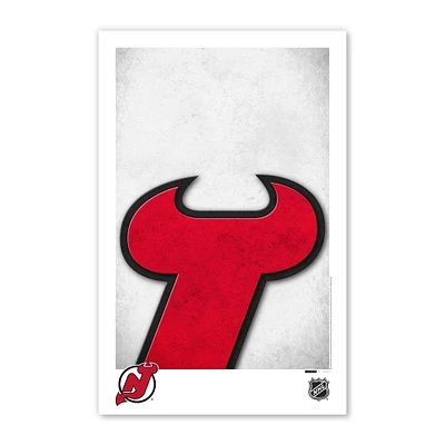 Affiche minimaliste avec logo des Devils du New Jersey 11" x 17"