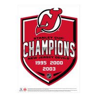 New Jersey Devils 3-Time Stanley Cup Champions - 16'' x 22'' Repositionable Shield Decal