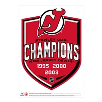 New Jersey Devils 3-Time Stanley Cup Champions - 16'' x 22'' Repositionable Shield Decal