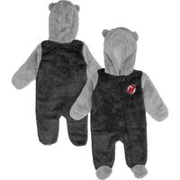 Newborn & Infant Black New Jersey Devils Game Nap Teddy Fleece Bunting Full-Zip Sleeper