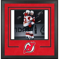 Nico Hischier & Tyler Toffoli New Jersey Devils Autographed Deluxe Framed 16" x 20" White Jersey Celebration Photograph 