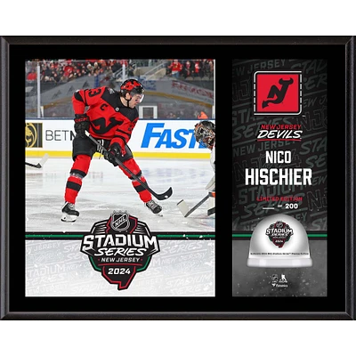Nico Hischier New Jersey Devils 12" x 15" 2024 NHL Stadium Series Sublimated Plaque with Game-Used Ice - Limited Edition of 200