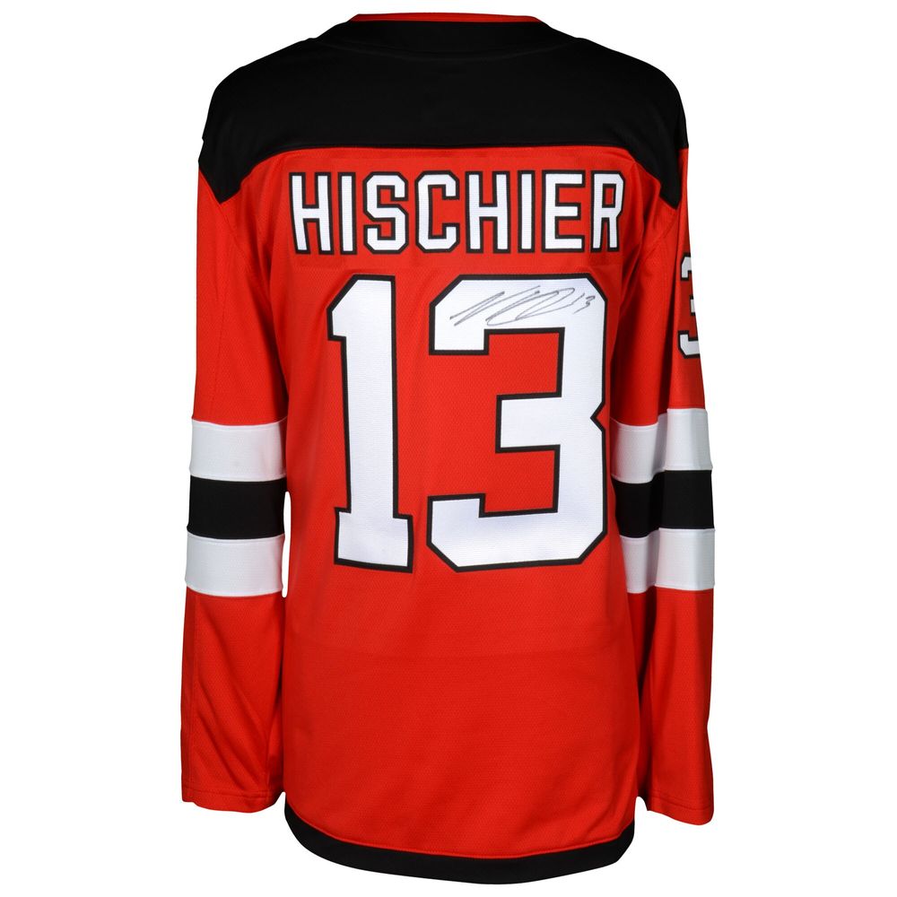 Nico Hischier New Jersey Devils Autographed Red Fanatics Breakaway Jersey