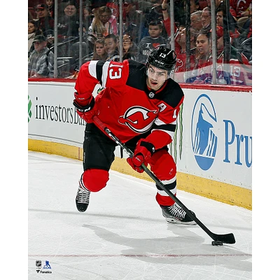 Nico Hischier New Jersey Devils Unsigned Red Skating Photograph