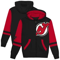 Sweat à capuche entièrement zippé pour préscolaire Black New Jersey Devils Face Off