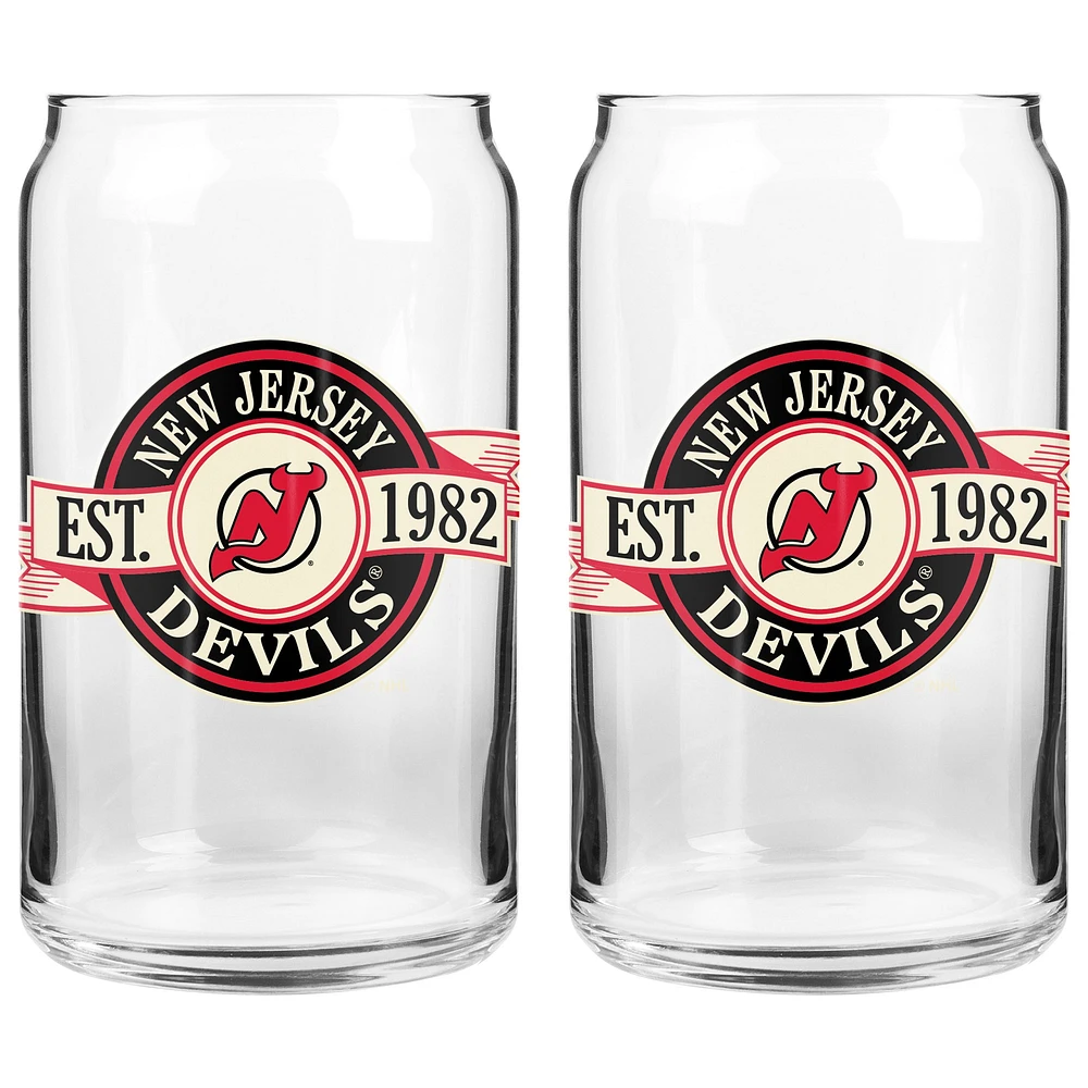 Le Sports Vault New Jersey Devils 16 oz. Ensemble de deux verres à canettes