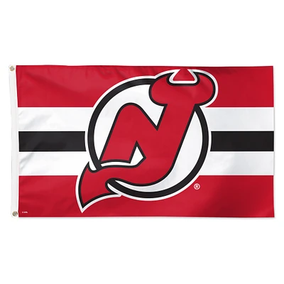 WinCraft New Jersey Devils 3' x 5' Team Stripe Deluxe Drapeau simple face