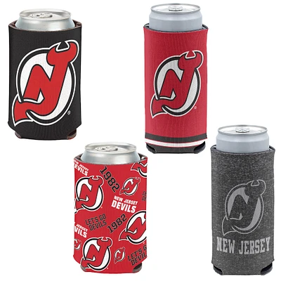 WinCraft New Jersey Devils, paquet de 4, 12 oz. Ensemble refroidisseur de canettes et de canettes minces