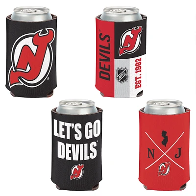 WinCraft New Jersey Devils, paquet de 4, 12 oz. Ensemble refroidisseur de canettes