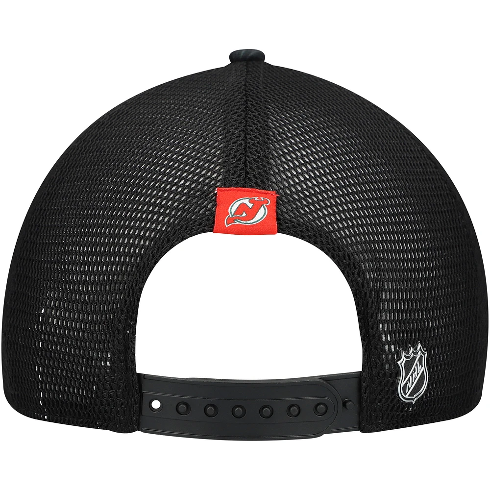 Women's Fanatics  Black New Jersey Devils Authentic Pro Adjustable Trucker Hat