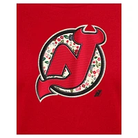 T-shirt à imprimé floral New Era rouge Jersey Devils Glam Game pour femme