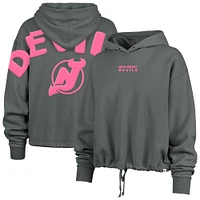 Sweat à capuche court Bright Side Venice '47 pour femme, gris
