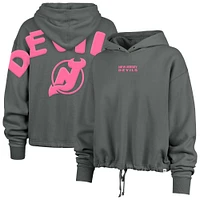 Sweat à capuche court Bright Side Venice '47 pour femme, gris