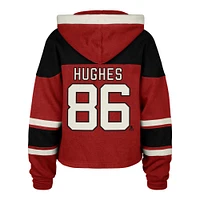 Sweat à capuche court lacets pour femme Jack Hughes '47 Red New Jersey Devils Superior Lacer