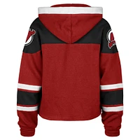 Women's '47 Red New Jersey Devils Cropped Superior Lacer Pullover Hoodie