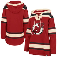 Women's '47  Red New Jersey Devils Superior Lacer Pullover Hoodie