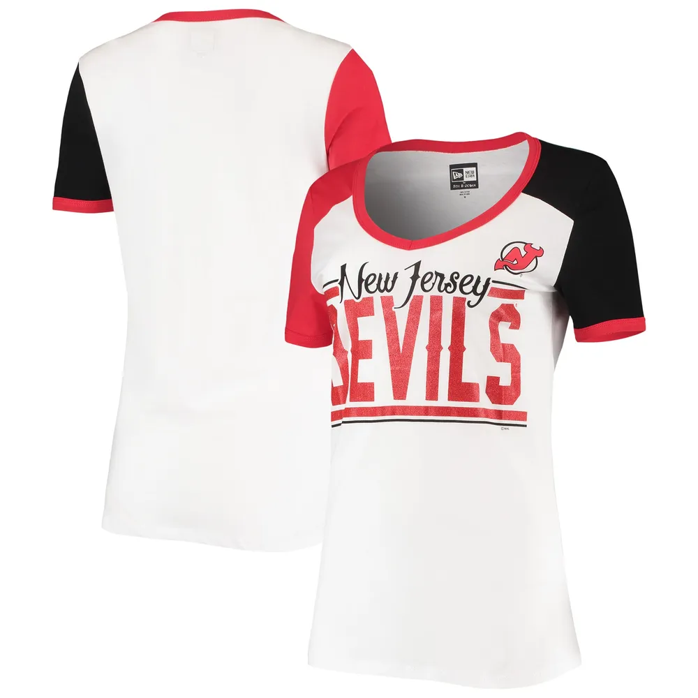 New Jersey Devils 5th & Ocean by New Era Women's Color Block V-Neck T-Shirt  - White
