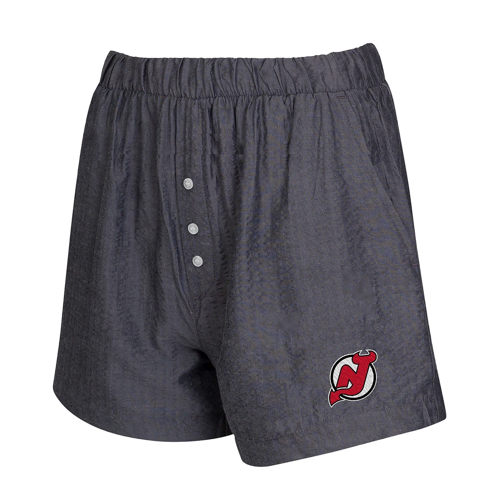 Women's Concepts Sport  Charcoal New Jersey Devils Two-Pack Boxer Shorts Set
