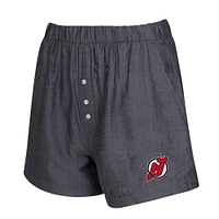 Women's Concepts Sport  Charcoal New Jersey Devils Two-Pack Boxer Shorts Set