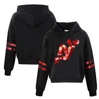 Women's Cuce Black New Jersey Devils Sequin Cropped Pullover Hoodie