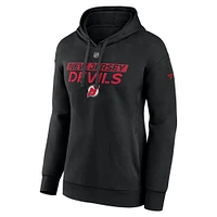 Women's Fanatics  Black New Jersey Devils Authentic Pro Core Primary Fleece Pullover Hoodie