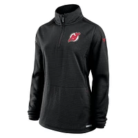 Women's Fanatics  Black New Jersey Devils Authentic Pro Rink Lightweight Quarter-Zip Pullover Top