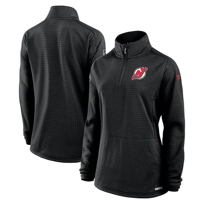 Women's Fanatics  Black New Jersey Devils Authentic Pro Rink Lightweight Quarter-Zip Pullover Top