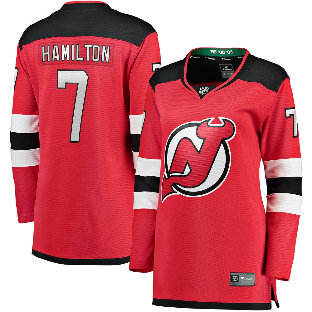 Maillot de joueur Breakaway des Devils du New Jersey Fanatics Dougie Hamilton rouge pour femmes