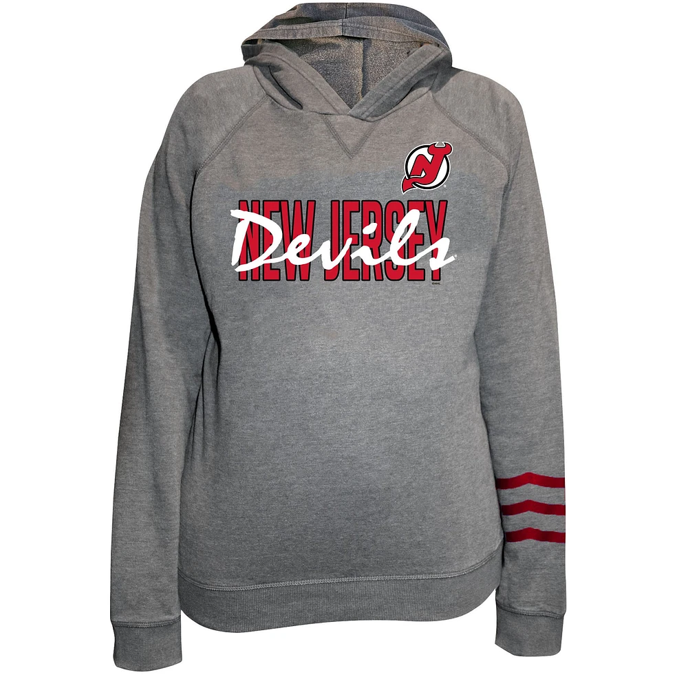 Women's Fanatics Heather Gray New Jersey Devils Plus Lightweight Fleece Raglan Pullover Hoodie