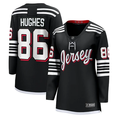 Women's Fanatics Jack Hughes Black New Jersey Devils Alternate Premier Breakaway Player