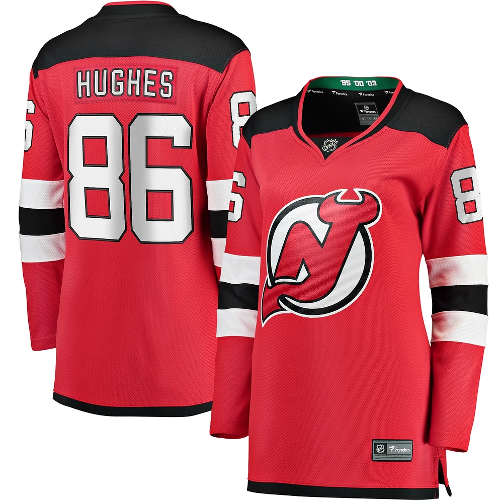 Maillot Breakaway à domicile des Devils du New Jersey Fanatics Jack Hughes pour femmes, rouge