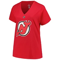 Women's Fanatics Jack Hughes Red New Jersey Devils Plus Name & Number T-Shirt