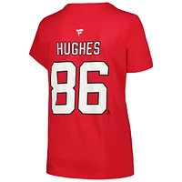 Women's Fanatics Jack Hughes Red New Jersey Devils Plus Name & Number T-Shirt