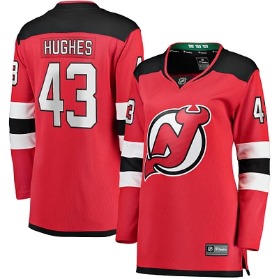 Fanatics pour femmes Luke Hughes rouge New Jersey Devils Home Breakaway Player Maillot