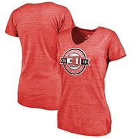 Women's Fanatics Martin Brodeur Red New Jersey Devils Hall of Fame V-Neck Tri-Blend T-Shirt