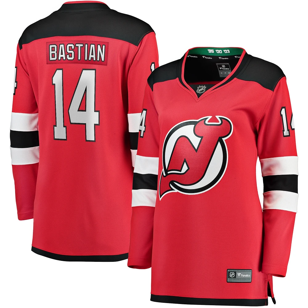 Fanatics pour femmes Nathan Bastian Rouge New Jersey Devils Home Team Breakaway Player Maillot