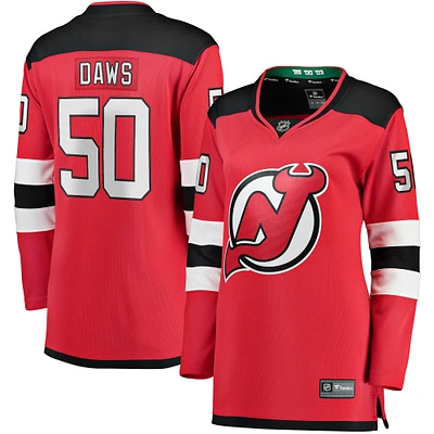 Maillot de joueur échappé à domicile des Devils du New Jersey Fanatics Nico Daws rouge pour femmes