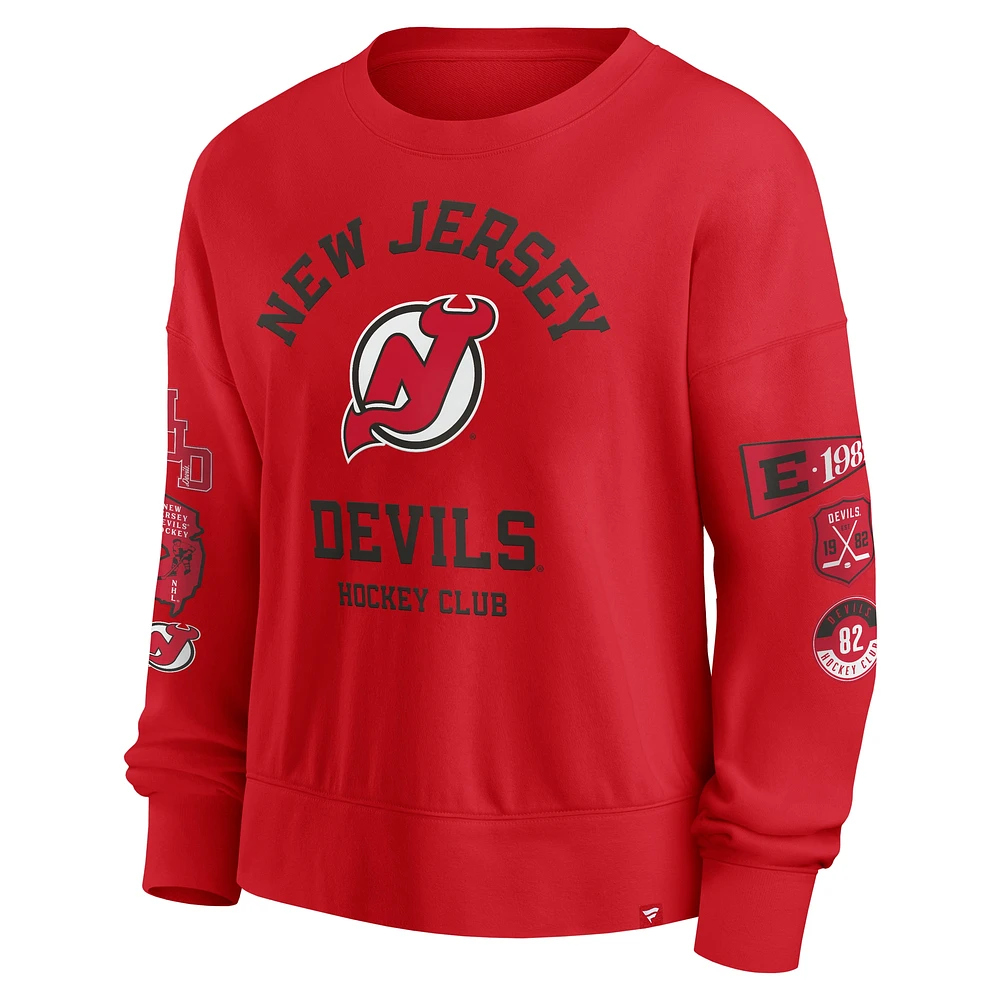 Women's Fanatics Red New Jersey Devils Go Team Pullover Sweatshirt