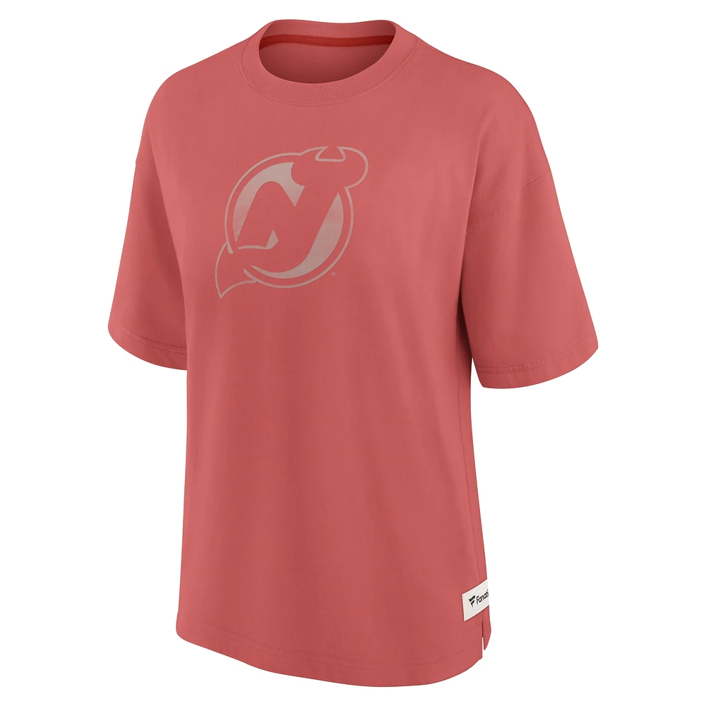 Women's Fanatics Red New Jersey Devils Oversized Elements Raw Edge Future Ground T-Shirt