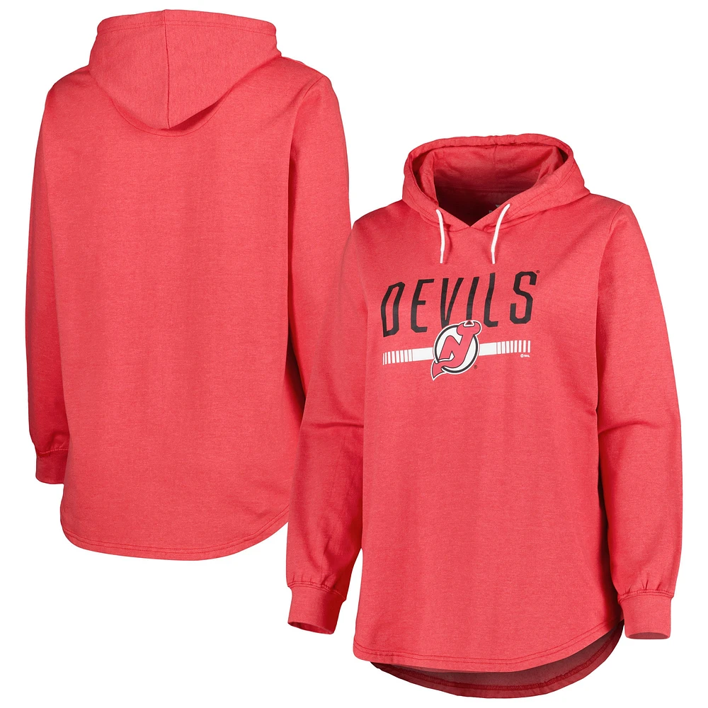 Women's Heather Red New Jersey Devils Plus Fleece Pullover Hoodie