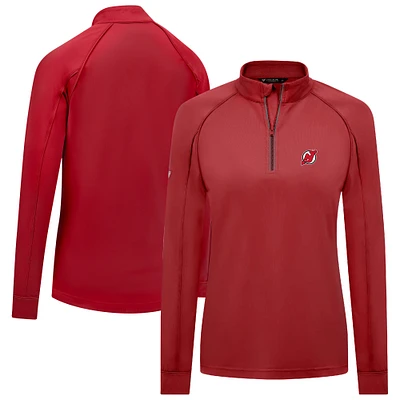 Haut à glissière quart de tour Kinetic Insignia Core Raglan pour femme Levelwear Red New Jersey Devils