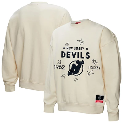 Women's Mitchell & Ness  Cream New Jersey Devils Logo 3.0 Pullover Sweatshirt