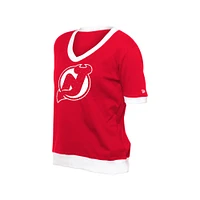 T-shirt rouge New Era Game Day Rhinestuds pour femme des Devils du Jersey