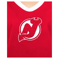 T-shirt rouge New Era Game Day Rhinestuds pour femme des Devils du Jersey