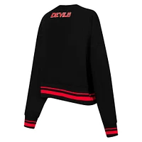 Women's Pro Standard  Black New Jersey Devils Area Code Cropped Pullover Sweatshirt