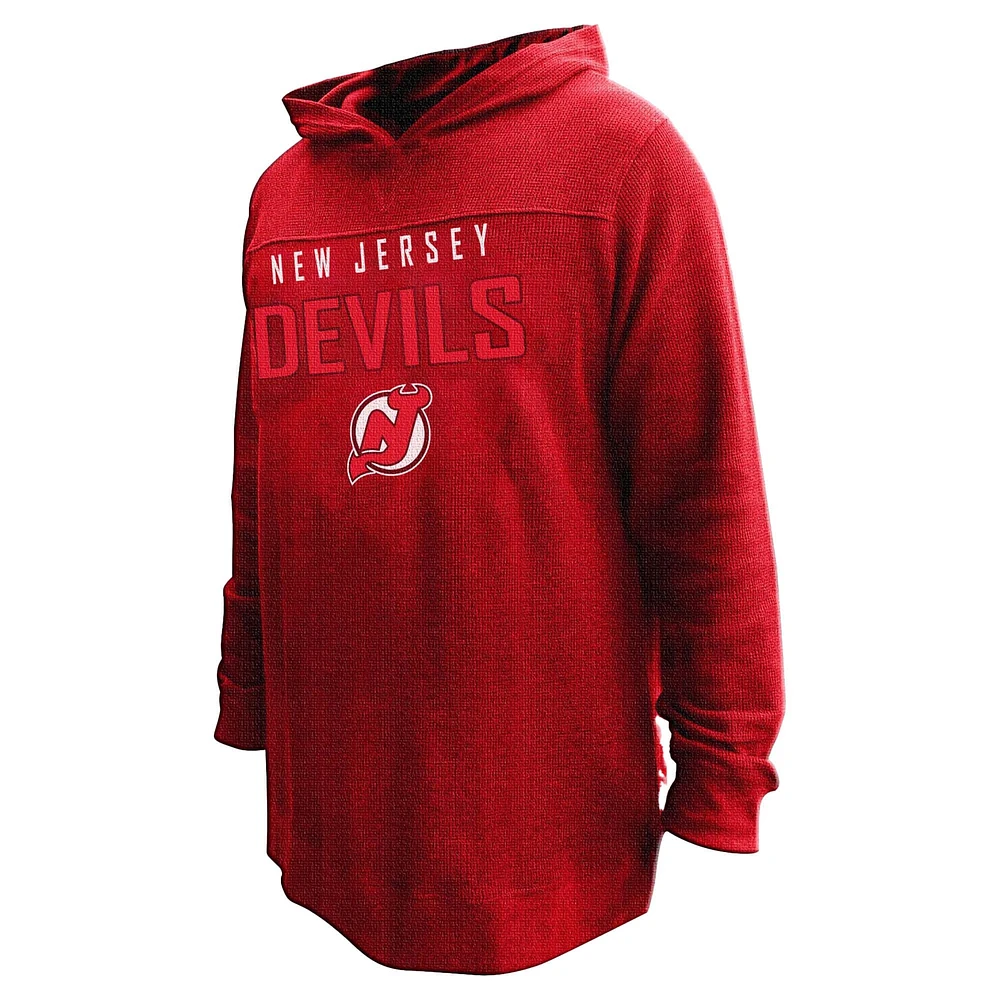 Women's Profile Jack Hughes Red New Jersey Devils Plus Name & Number Thermal Pullover Hoodie