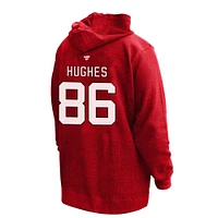 Women's Profile Jack Hughes Red New Jersey Devils Plus Name & Number Thermal Pullover Hoodie