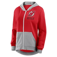 Sweat à capuche entièrement zippé en French Terry Hit It Red New Jersey Devils pour femme