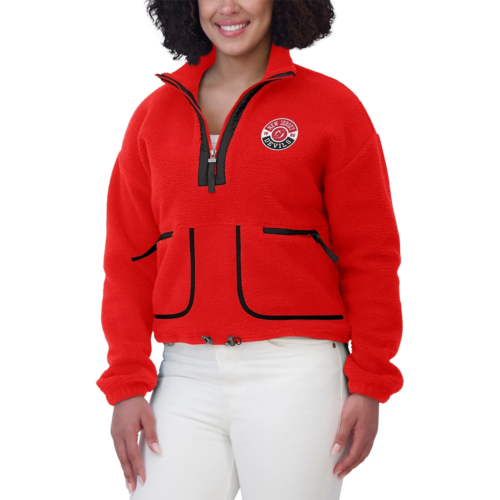 Women's WEAR by Erin Andrews  Red New Jersey Devils Polar Fleece Half-Zip Jacket