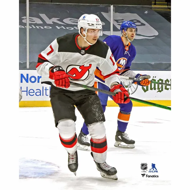 Yegor Sharangovich New Jersey Devils Unsigned White Skating vs. York Islanders Photograph